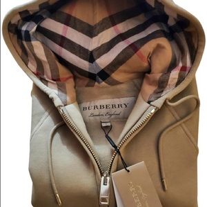 Honey Zip-front Cotton Blend Large BurBerry Hoodie